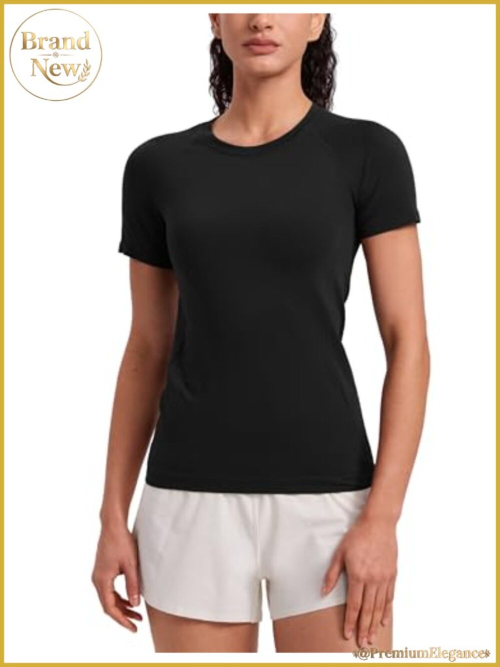 Seamless Workout T-Shirt Hip Length Slim Fit Crewneck Yoga Running